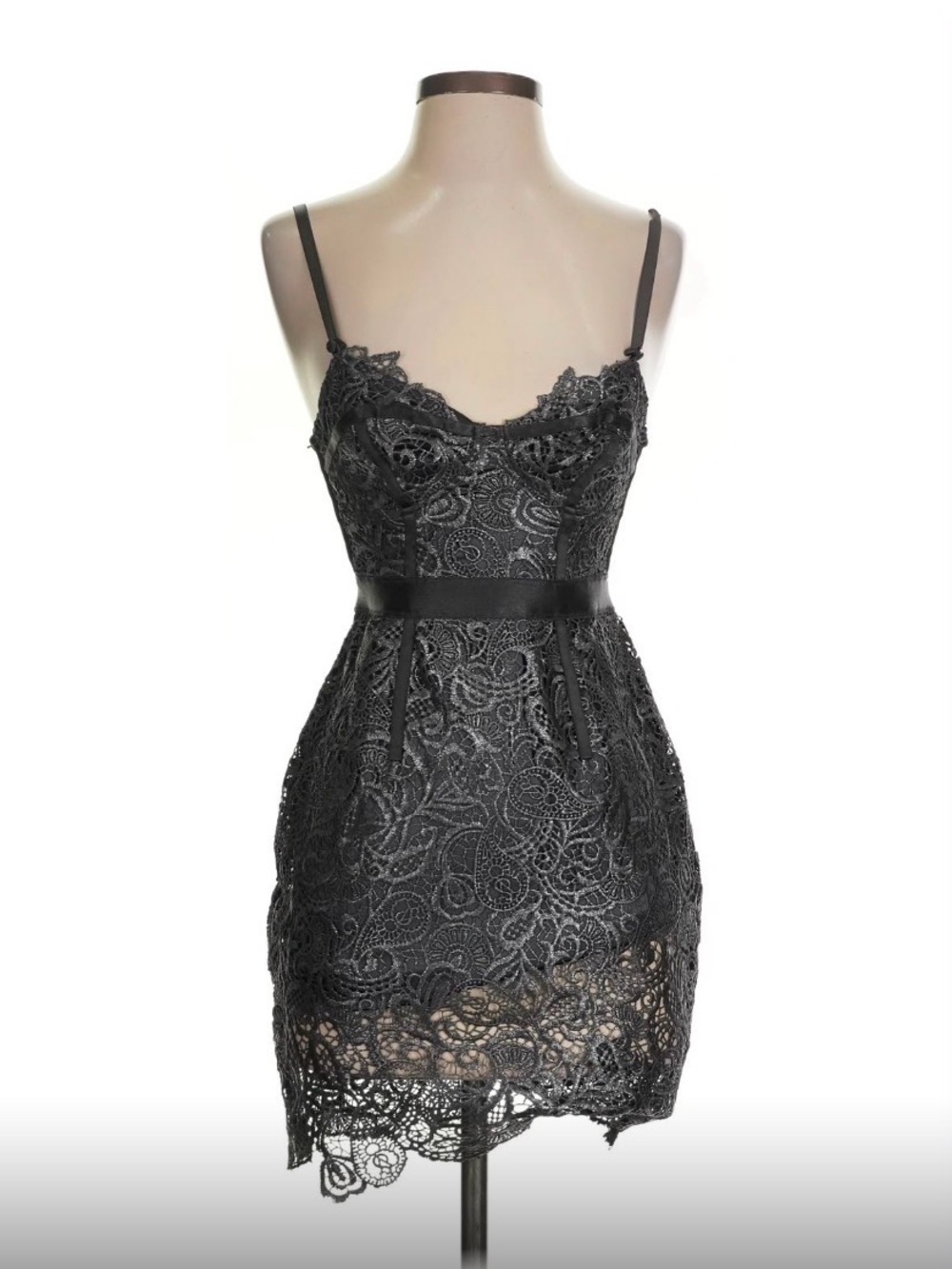 Black Lace Spaghetti-Strap Sheath Dress